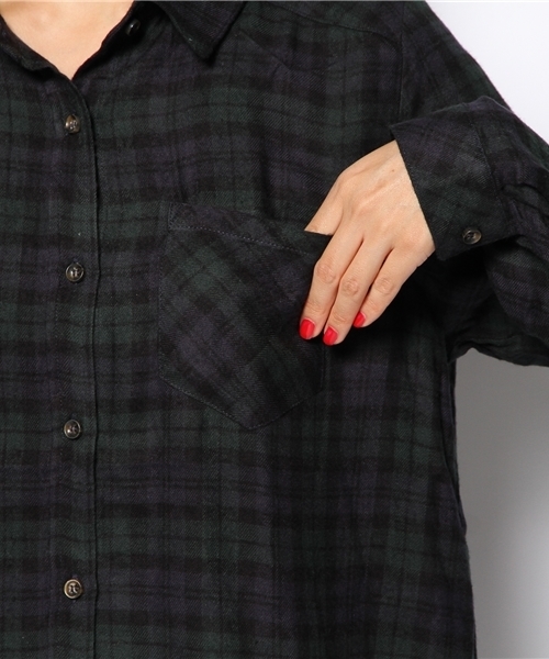 DISCOAT（ディスコート）の「【Discoat】レーヨン起毛2WAYチェックシャツ（シャツ/ブラウス・レディース・ワインレッド/ダークグリーン/ネイビー・ﾌﾘ-）」の10枚目の写真