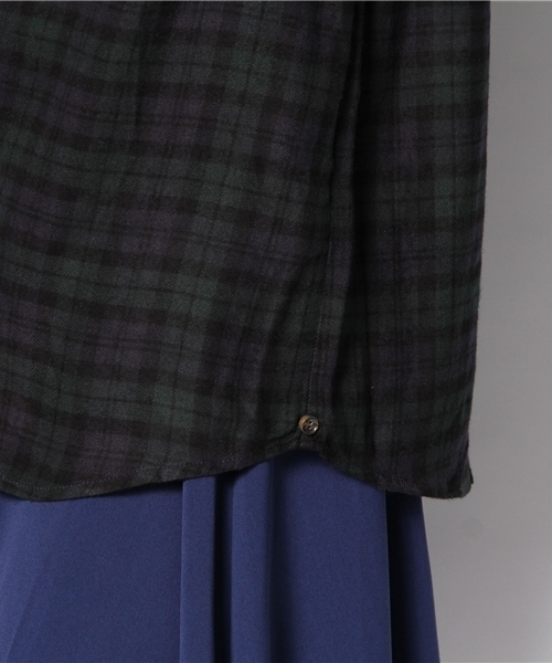 DISCOAT（ディスコート）の「【Discoat】レーヨン起毛2WAYチェックシャツ（シャツ/ブラウス・レディース・ワインレッド/ダークグリーン/ネイビー・ﾌﾘ-）」の11枚目の写真