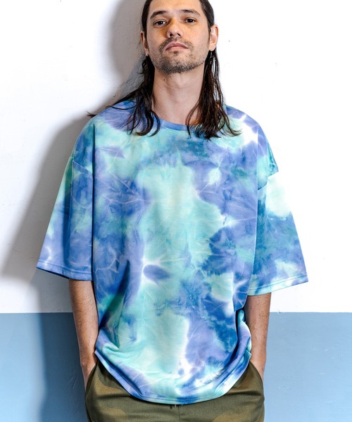 CAMBIO(カンビオ)の「mt7218-タイダイビッグシルエットTシャツ(Tシャツ/カットソー・メンズ・イエロー/オレンジ/グリーン/ブラック・M/L)」の3枚目の写真