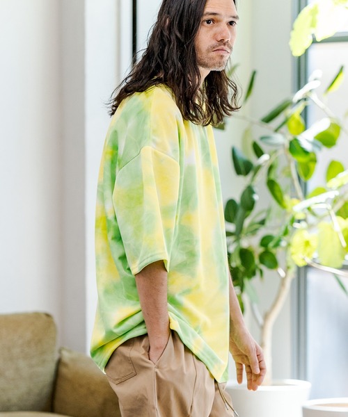 CAMBIO(カンビオ)の「mt7218-タイダイビッグシルエットTシャツ(Tシャツ/カットソー・メンズ・イエロー/オレンジ/グリーン/ブラック・M/L)」の21枚目の写真