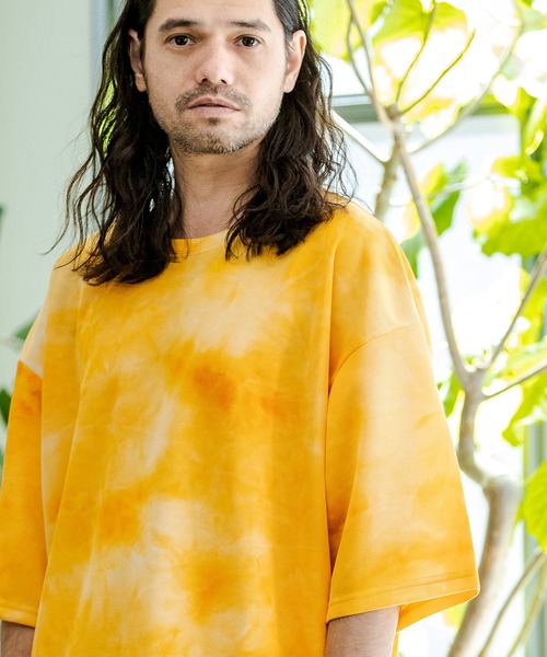CAMBIO(カンビオ)の「mt7218-タイダイビッグシルエットTシャツ(Tシャツ/カットソー・メンズ・イエロー/オレンジ/グリーン/ブラック・M/L)」の9枚目の写真