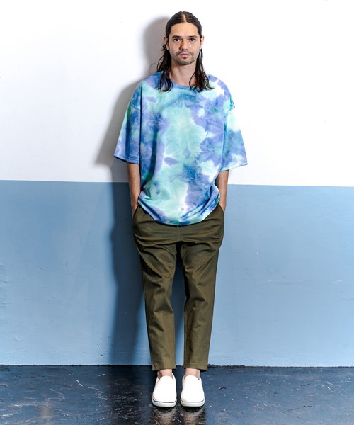 CAMBIO(カンビオ)の「mt7218-タイダイビッグシルエットTシャツ(Tシャツ/カットソー・メンズ・イエロー/オレンジ/グリーン/ブラック・M/L)」の7枚目の写真