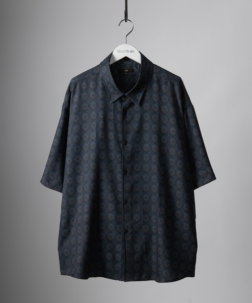 SlashDate（スラッシュデイト）の「総柄プリントとろみシャツ/レトロ（シャツ/ブラウス・メンズ・ブラック/ブラウン/ネイビー/ベージュ・M/L）」の17枚目の写真