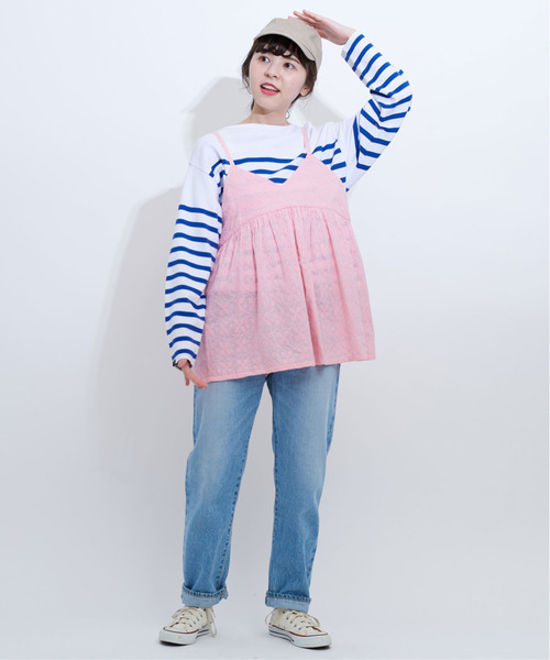 Dot＆Stripes 60コットンボイル 刺繍 ギャザー ブラウス Dot＆Stripes CHILD WOMAN（ドットアンドストライプス