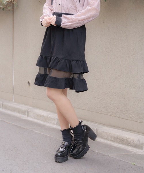 ROJITA（ロジータ）の「2段フリルシアースカート（スカート・レディース・ブラック/ベージュ/ピンク・FREE）」の14枚目の写真