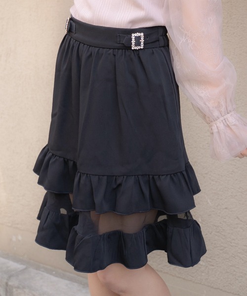 ROJITA（ロジータ）の「2段フリルシアースカート（スカート・レディース・ブラック/ベージュ/ピンク・FREE）」の8枚目の写真