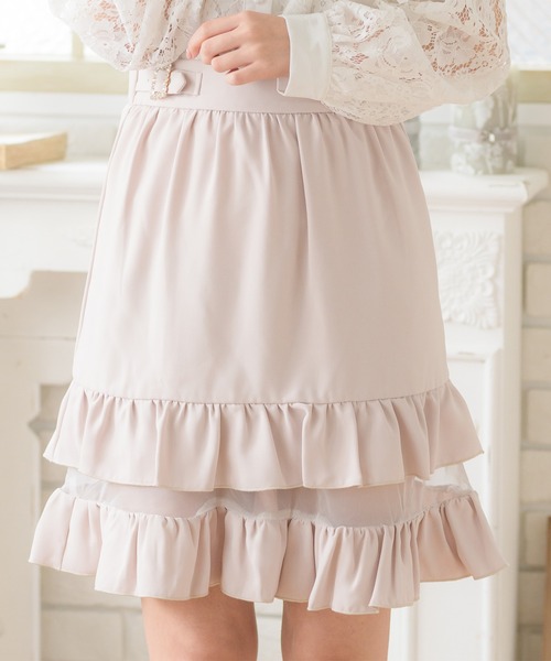 ROJITA（ロジータ）の「2段フリルシアースカート（スカート・レディース・ブラック/ベージュ/ピンク・FREE）」の4枚目の写真