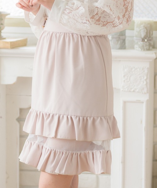 ROJITA（ロジータ）の「2段フリルシアースカート（スカート・レディース・ブラック/ベージュ/ピンク・FREE）」の10枚目の写真