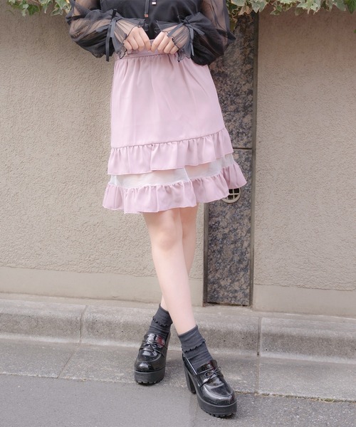 ROJITA（ロジータ）の「2段フリルシアースカート（スカート・レディース・ブラック/ベージュ/ピンク・FREE）」の7枚目の写真