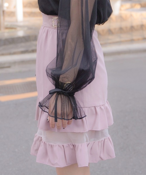 ROJITA（ロジータ）の「2段フリルシアースカート（スカート・レディース・ブラック/ベージュ/ピンク・FREE）」の11枚目の写真