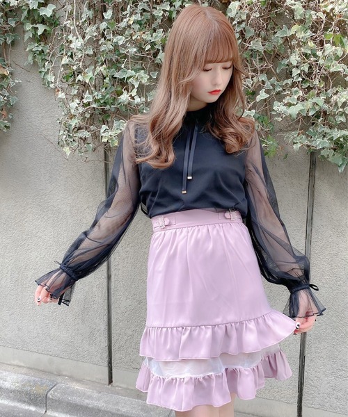 ROJITA（ロジータ）の「2段フリルシアースカート（スカート・レディース・ブラック/ベージュ/ピンク・FREE）」の13枚目の写真