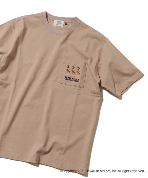 MEN'S BIGI（メンズビギ）の「[コラボアイテム]【HAWAIAN AIRLINES】刺繍ポケットTシャツ（Tシャツ/カットソー・メンズ・ベージュ/ホワイト・L/M）」の2枚目の写真
