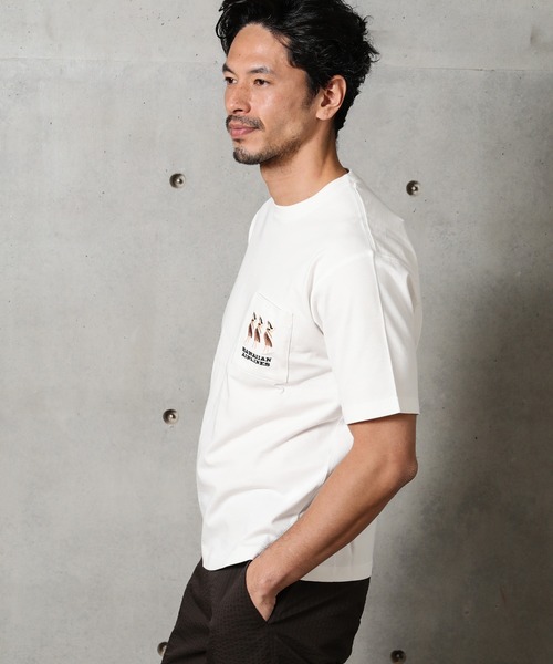 MEN'S BIGI（メンズビギ）の「[コラボアイテム]【HAWAIAN AIRLINES】刺繍ポケットTシャツ（Tシャツ/カットソー・メンズ・ベージュ/ホワイト・L/M）」の4枚目の写真