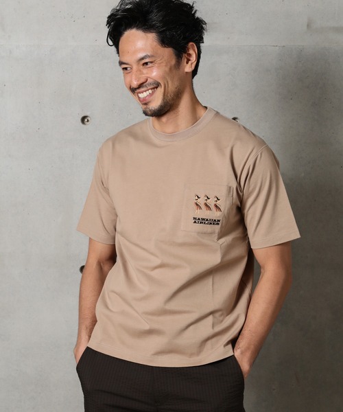 MEN'S BIGI（メンズビギ）の「[コラボアイテム]【HAWAIAN AIRLINES】刺繍ポケットTシャツ（Tシャツ/カットソー・メンズ・ベージュ/ホワイト・L/M）」の12枚目の写真