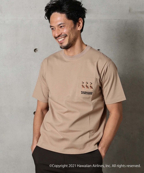 MEN'S BIGI（メンズビギ）の「[コラボアイテム]【HAWAIAN AIRLINES】刺繍ポケットTシャツ（Tシャツ/カットソー・メンズ・ベージュ/ホワイト・L/M）」の22枚目の写真