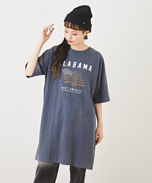 CUBE SUGAR（キューブシュガー）の「OE天竺 ケミカルウォッシュ プリントビッグTシャツ（Tシャツ/カットソー・レディース・ベージュ/ネイビー/カーキ/オレンジ/マルチ・M）」の4枚目の写真
