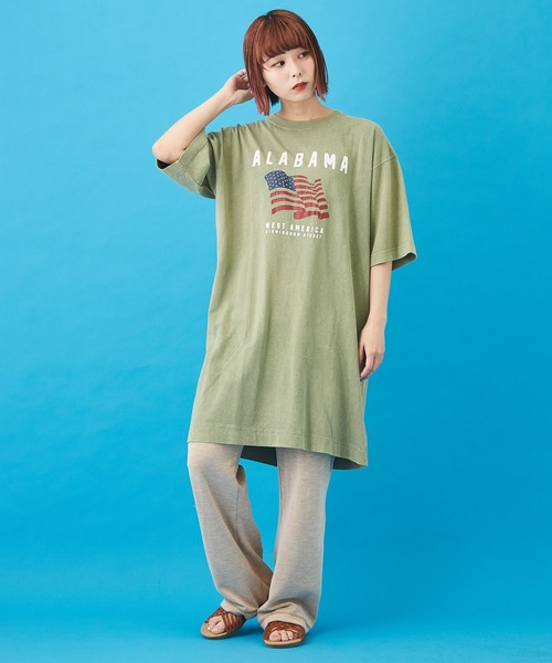 CUBE SUGAR（キューブシュガー）の「OE天竺 ケミカルウォッシュ プリントビッグTシャツ（Tシャツ/カットソー・レディース・ベージュ/ネイビー/カーキ/オレンジ/マルチ・M）」の17枚目の写真