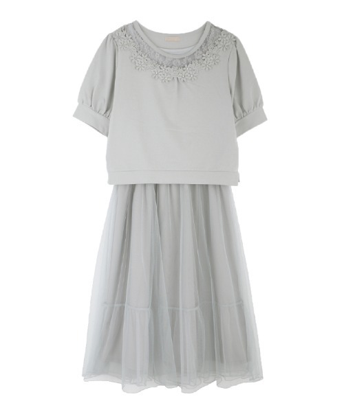axes femme POETIQUE（アクシーズファムポエティック）の「ドッキング風セットＯＰ（ワンピース・レディース・ブラック/サックスブルー/キナリ・MEDIUM）」の2枚目の写真