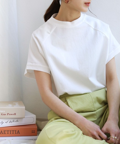 HER CLOSET(ハークローゼット)の「入荷なし【HERCLOSET】ドライタッチコットン100%ラグランTシャツ(Tシャツ/カットソー・レディース・ホワイト/ブラック/ピンク/ブルー/モカ・M)」の2枚目の写真