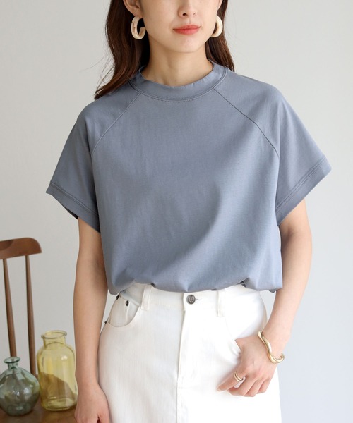 HER CLOSET(ハークローゼット)の「入荷なし【HERCLOSET】ドライタッチコットン100%ラグランTシャツ(Tシャツ/カットソー・レディース・ホワイト/ブラック/ピンク/ブルー/モカ・M)」の5枚目の写真
