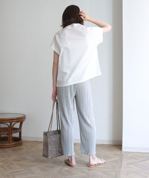 HER CLOSET(ハークローゼット)の「入荷なし【HERCLOSET】ドライタッチコットン100%ラグランTシャツ(Tシャツ/カットソー・レディース・ホワイト/ブラック/ピンク/ブルー/モカ・M)」の11枚目の写真