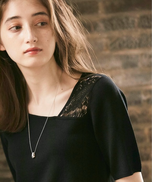 12Twelve Agenda(トゥエルブ アジェンダ)の「SUアシメネックシアーレースニットプルオーバー(ニット/セーター・レディース・ブラック/ブラウン/ボルドー・M)」の15枚目の写真