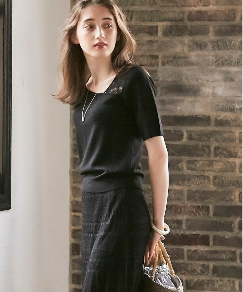 12Twelve Agenda(トゥエルブ アジェンダ)の「SUアシメネックシアーレースニットプルオーバー(ニット/セーター・レディース・ブラック/ブラウン/ボルドー・M)」の8枚目の写真
