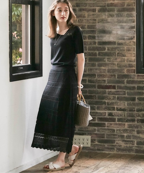 12Twelve Agenda(トゥエルブ アジェンダ)の「SUアシメネックシアーレースニットプルオーバー(ニット/セーター・レディース・ブラック/ブラウン/ボルドー・M)」の5枚目の写真