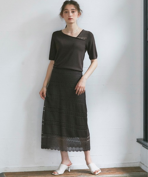 12Twelve Agenda(トゥエルブ アジェンダ)の「SUアシメネックシアーレースニットプルオーバー(ニット/セーター・レディース・ブラック/ブラウン/ボルドー・M)」の16枚目の写真