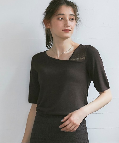 12Twelve Agenda(トゥエルブ アジェンダ)の「SUアシメネックシアーレースニットプルオーバー(ニット/セーター・レディース・ブラック/ブラウン/ボルドー・M)」の20枚目の写真