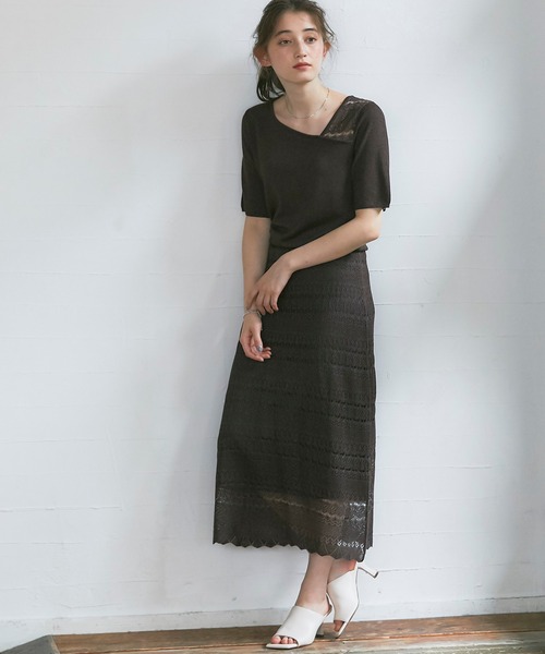 12Twelve Agenda(トゥエルブ アジェンダ)の「SUアシメネックシアーレースニットプルオーバー(ニット/セーター・レディース・ブラック/ブラウン/ボルドー・M)」の9枚目の写真