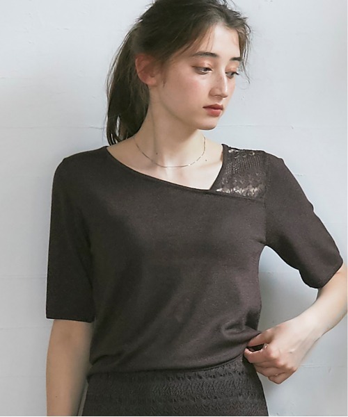 12Twelve Agenda(トゥエルブ アジェンダ)の「SUアシメネックシアーレースニットプルオーバー(ニット/セーター・レディース・ブラック/ブラウン/ボルドー・M)」の18枚目の写真