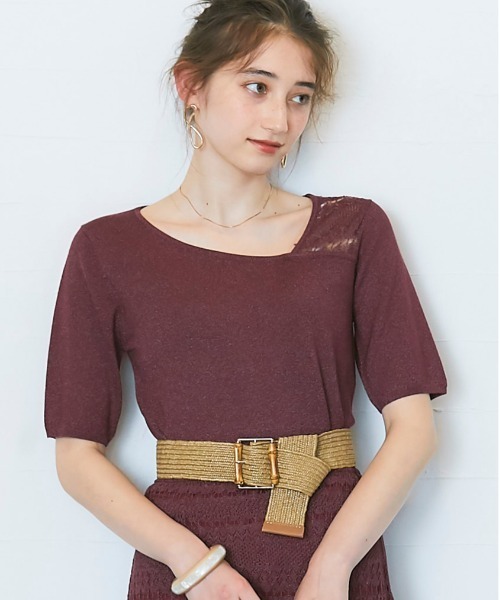 12Twelve Agenda(トゥエルブ アジェンダ)の「SUアシメネックシアーレースニットプルオーバー(ニット/セーター・レディース・ブラック/ブラウン/ボルドー・M)」の14枚目の写真