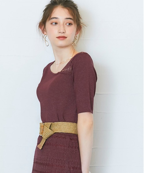 12Twelve Agenda(トゥエルブ アジェンダ)の「SUアシメネックシアーレースニットプルオーバー(ニット/セーター・レディース・ブラック/ブラウン/ボルドー・M)」の7枚目の写真