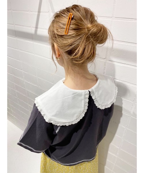 ehka sopo（エヘカソポ）の「レース衿付タンクトップ（Tシャツ/カットソー・レディース・キナリ/オフホワイト/ブラック・ﾌﾘ-）」の6枚目の写真