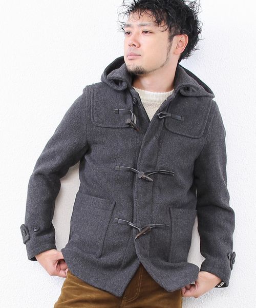 coen(コーエン)の「ヘリンボーンメルトンダッフルコート(ダッフルコート・メンズ・グレー/ブラック/ネイビー/ベージュ・X-LARGE/LARGE/MEDIUM/SMALL)」の1枚目の写真