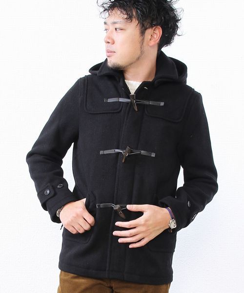 coen(コーエン)の「ヘリンボーンメルトンダッフルコート(ダッフルコート・メンズ・グレー/ブラック/ネイビー/ベージュ・X-LARGE/LARGE/MEDIUM/SMALL)」の2枚目の写真