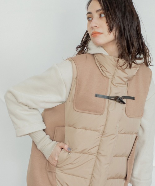 MARECHAL TERRE（マルシャルテル）の「コンビネーションダウンベスト（ダウンベスト・レディース・ライトグレー/ブラック/ベージュ/カーキ・MEDIUM）」の3枚目の写真