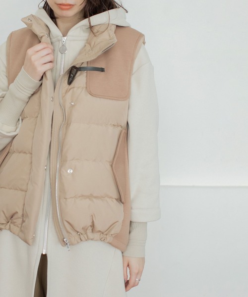 MARECHAL TERRE（マルシャルテル）の「コンビネーションダウンベスト（ダウンベスト・レディース・ライトグレー/ブラック/ベージュ/カーキ・MEDIUM）」の14枚目の写真