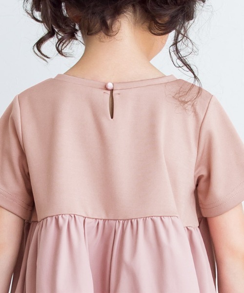kidsギャザー切替ワンピース綿100％