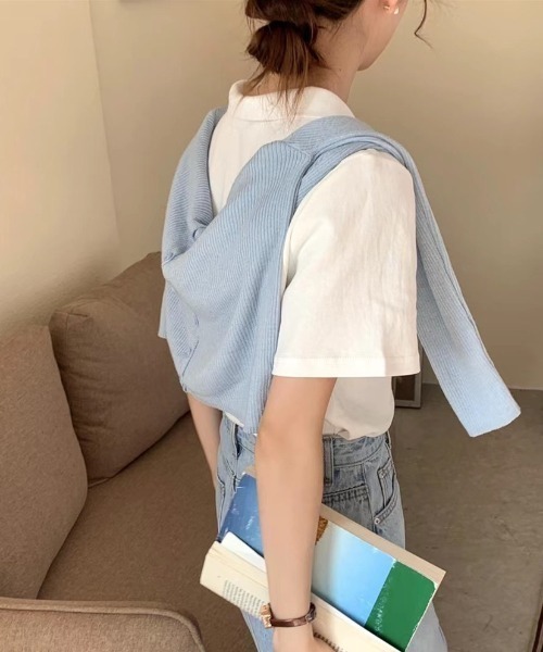 ABITOKYO（アビトーキョー）の「ルーズポロエリTシャツ（Tシャツ/カットソー・レディース・ホワイト/ブラック/グレー/ブルー/イエロー/ピンク・FREE）」の13枚目の写真