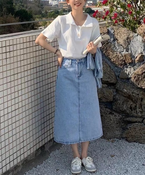 ABITOKYO（アビトーキョー）の「ルーズポロエリTシャツ（Tシャツ/カットソー・レディース・ホワイト/ブラック/グレー/ブルー/イエロー/ピンク・FREE）」の14枚目の写真