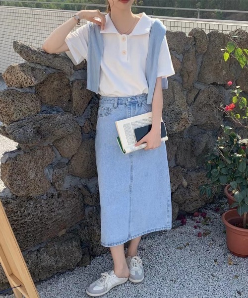 ABITOKYO（アビトーキョー）の「ルーズポロエリTシャツ（Tシャツ/カットソー・レディース・ホワイト/ブラック/グレー/ブルー/イエロー/ピンク・FREE）」の16枚目の写真