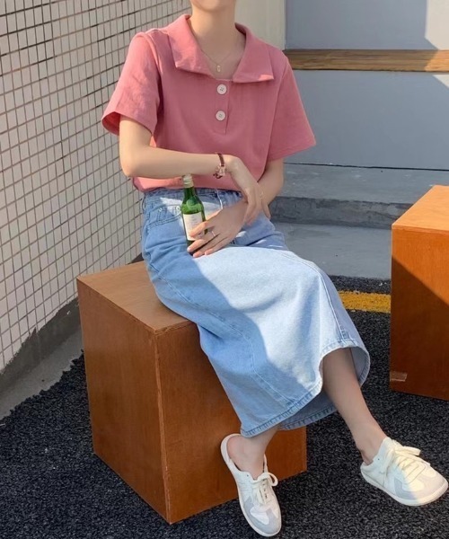 ABITOKYO（アビトーキョー）の「ルーズポロエリTシャツ（Tシャツ/カットソー・レディース・ホワイト/ブラック/グレー/ブルー/イエロー/ピンク・FREE）」の20枚目の写真