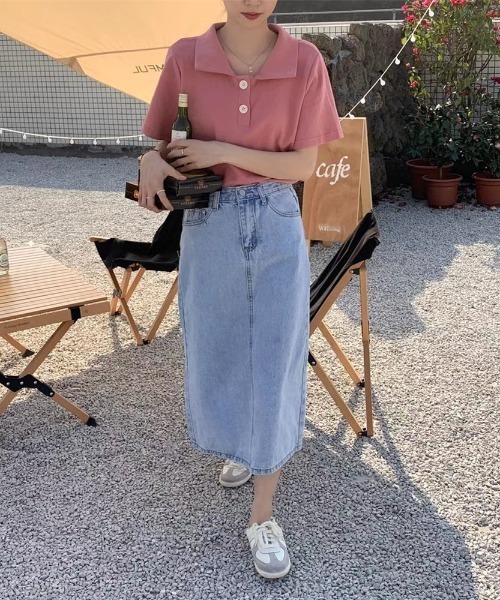 ABITOKYO（アビトーキョー）の「ルーズポロエリTシャツ（Tシャツ/カットソー・レディース・ホワイト/ブラック/グレー/ブルー/イエロー/ピンク・FREE）」の22枚目の写真