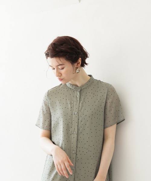 ENNEA(エンネア)の「【シフォン楊柳ドット】裾ギャザー切り替えブラウスワンピース(ワンピース・レディース・ブラック/ブラウン/グリーン・38)」の17枚目の写真