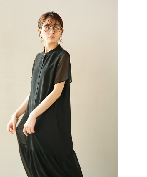 ENNEA(エンネア)の「【シフォン楊柳ドット】裾ギャザー切り替えブラウスワンピース(ワンピース・レディース・ブラック/ブラウン/グリーン・38)」の21枚目の写真