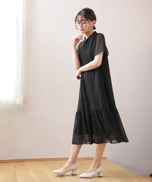 ENNEA(エンネア)の「【シフォン楊柳ドット】裾ギャザー切り替えブラウスワンピース(ワンピース・レディース・ブラック/ブラウン/グリーン・38)」の22枚目の写真