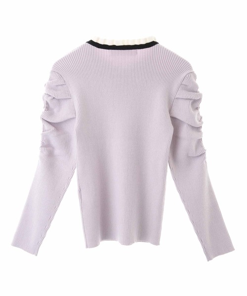 31 Sons de mode（トランテアン　ソン　ドゥ　モード）の「シャーリング袖ニット（ニット/セーター・レディース・クリーム/ラベンダー/ブラック・36）」の15枚目の写真