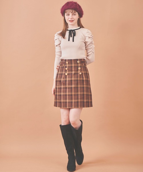 31 Sons de mode（トランテアン　ソン　ドゥ　モード）の「シャーリング袖ニット（ニット/セーター・レディース・クリーム/ラベンダー/ブラック・36）」の6枚目の写真